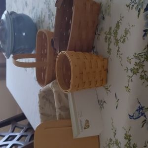 4 Longaberger baskets (recipe box w/ lid & cards)